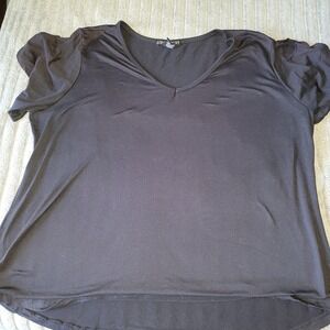 Align Collective Women's Top (3X) pullover blouse V neck black